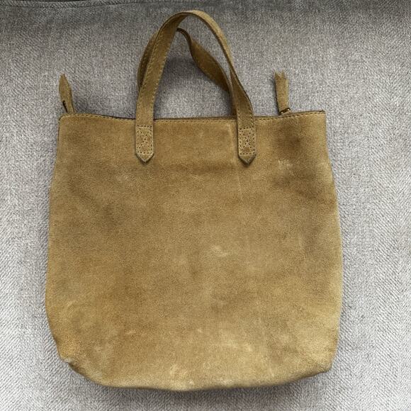 Madewell The Zip Top Transport Suede Tote Bag Tan Everyday Sustainable Leather - Picture 2 of 10